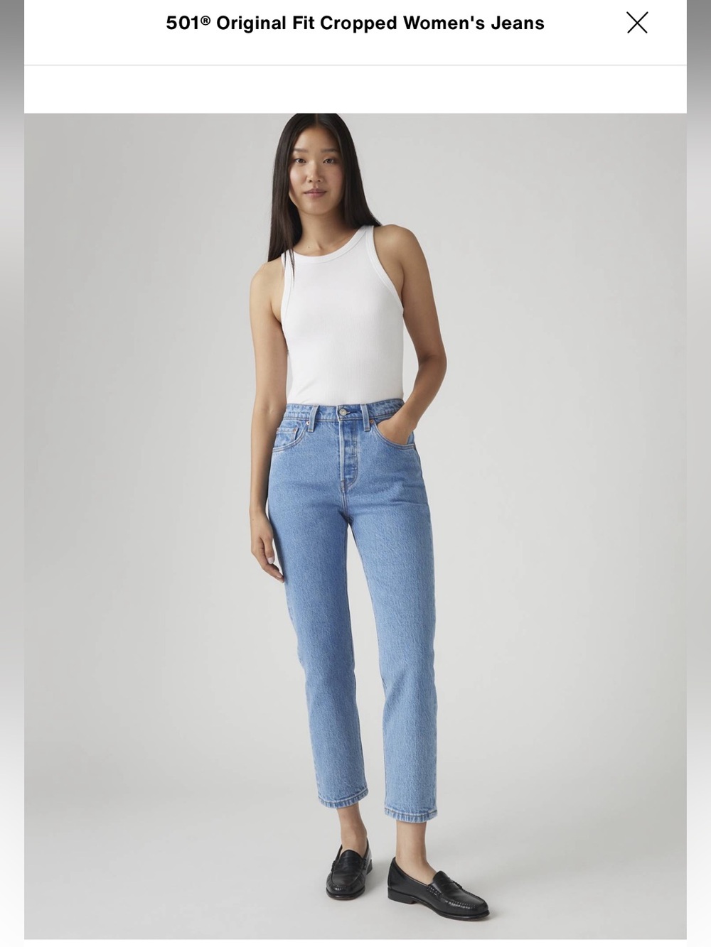 Women’s 501 cropped jeans, medium blue 28x26